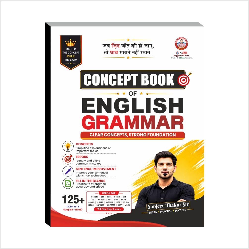 Concept Book of English Grammer Book By Ankit Bhati Sir & Sanjeev Thakur sir RWA , 125+ Concepts, SSC/Defence/Banking Competitive Exams, Bilingual